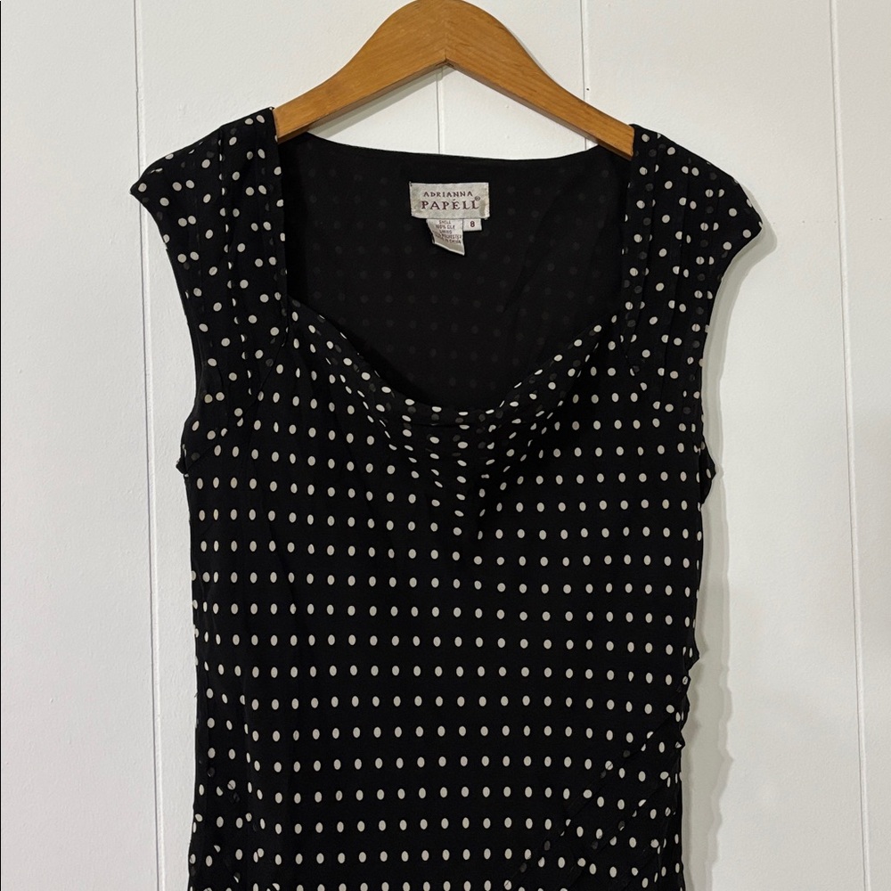 Adrianna‎ Papell Black Silk Vintage Cocktail Women's Dress Size 8 - Picture 5 of 11